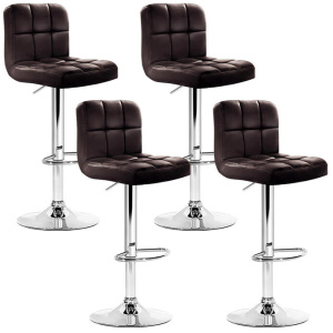 Artiss 4x Bar Stools Leather Gas Lift Brown