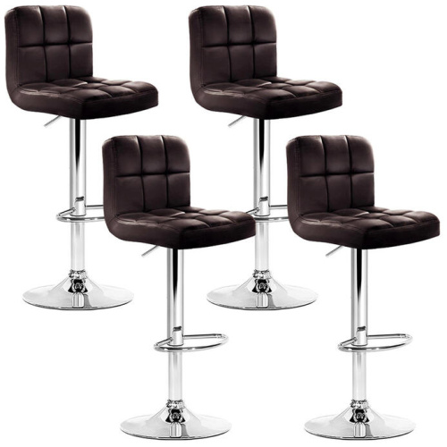 Artiss 4x Bar Stools Leather Gas Lift Brown