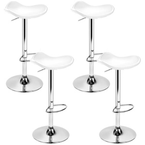 Artiss 4x Bar Stools Leather Gas Lift Chair White