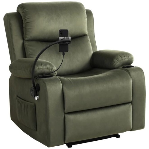 Artiss Recliner Chair Heated Massage Chair with Phone Holder Velvet