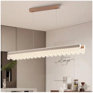 BAMDECOR A188 Nordic Dual Linear Dimmable Acrylic Kitchen Dining Table Pendant Light Minimalist Modern Lighting (Coffee)
