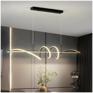 BAMDECOR A202 Modern LED Linear Pendant Lights with Dimmable LED (160cm/180cm-Black) 1.5 Meters