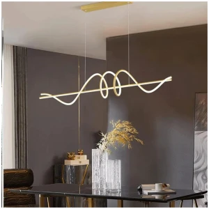 BAMDECOR A202 Modern LED Linear Pendant Lights with Dimmable LED (160cm/180cm-Gold) 1.5 Meters