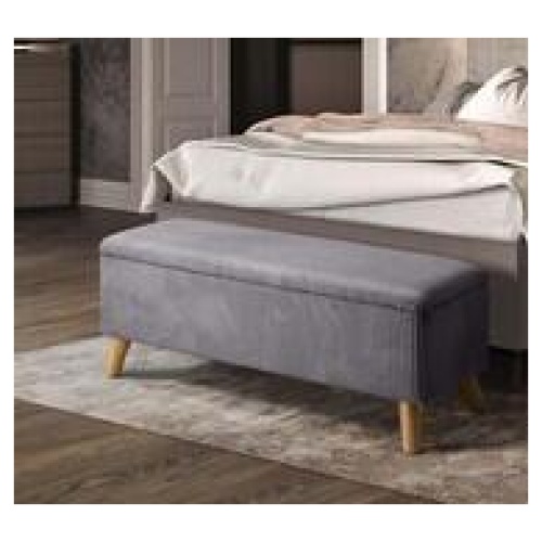 Bassel Rectangle Storage Ottoman Grey