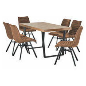 Bridge 6 Seater Dining Table Set With Darian Chairs Brown