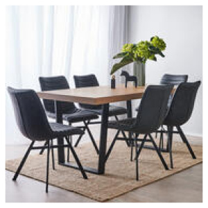 Bridge 6 Seater Dining Table Set With Darian Chairs Grey