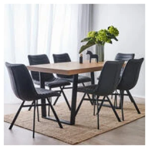 Bridge 6 Seater Dining Table Set With Darian Chairs Grey