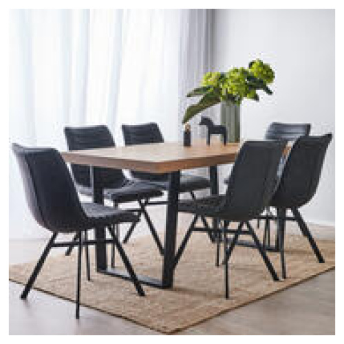 Bridge 6 Seater Dining Table Set With Darian Chairs Grey