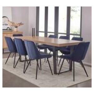 Bridge 8 Seater Dining Table Set With Reyna Chairs Blue