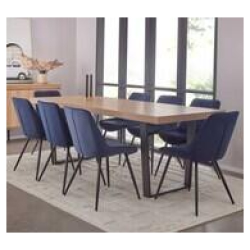 Bridge 8 Seater Dining Table Set With Reyna Chairs Blue