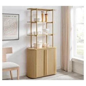 Cely 2 Shelf 2 Door Fluted Bookshelf Brown