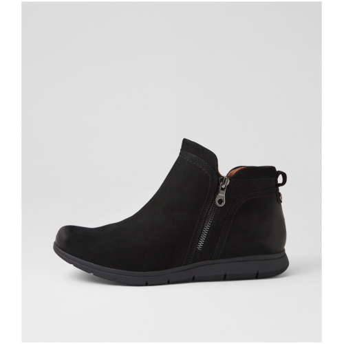 Cob Hill Lidia Zip Boot C2 Black Burnished Leather Black Boots Womens Shoes Casual Ankle Boots