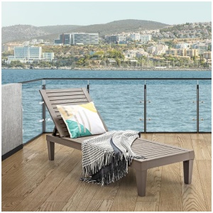 CostwayOutdoor Chaise Lounge Chair with Adjustable Backrest