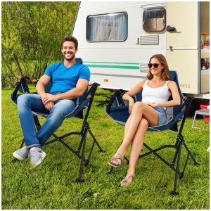 CostwayOversized Hammock Camping Chair Foldable Swing Chair-Blue