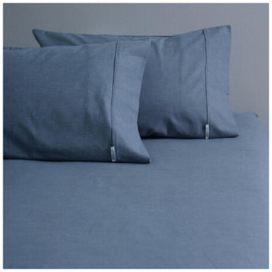 CoziCotton Fitted Sheet & Pillowcase Set - Cotton, Single, Ink Blue - Canningvale
