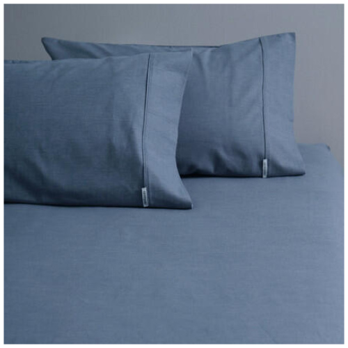 CoziCotton Fitted Sheet & Pillowcase Set - Cotton, Single, Ink Blue - Canningvale