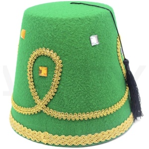DELUXE TURKISH HAT Red Green Fez Tarboosh Dress Up Costume Party Moroccan - Green