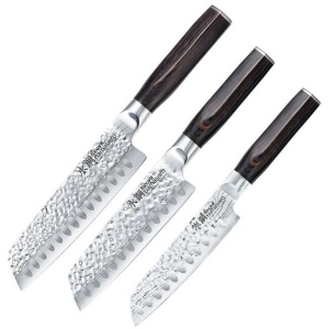 Damashiro Emperor 3 Piece Santoku Knife Starter Set by Baccarat