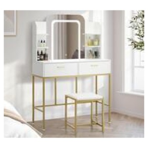 Decoris White & Gold Dressing Table Set Yellow