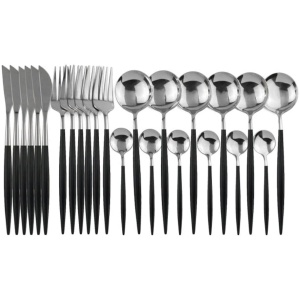 Deluxe Cutlery Set - Black & Silver
