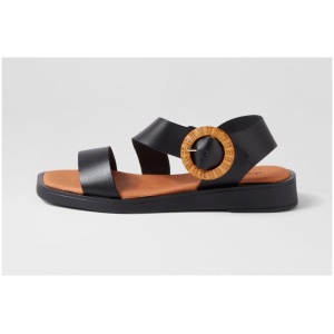 Diana Ferrari Jangel Df Black Leather Black Sandals Womens Shoes Casual Sandals Flat Sandals