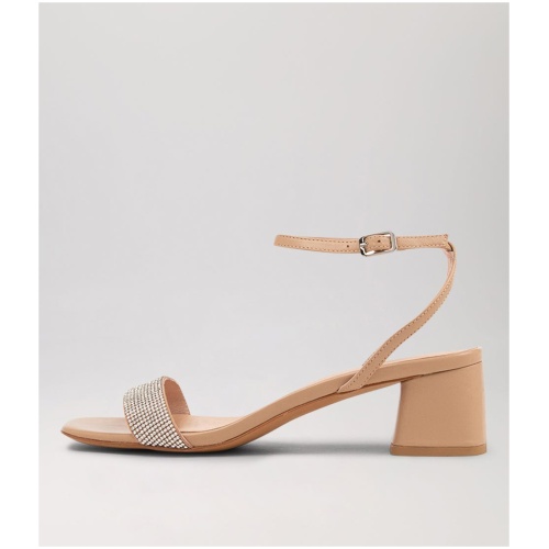 Diana Ferrari Jazze Df Clear Nude Jewels Leather Clear Nude Sandals Womens Shoes Dress Heeled Sandals