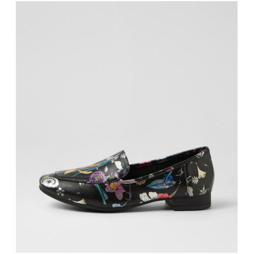Diana Ferrari Temimie Df Black Base Floral Leather Black Base Floral Shoes Womens Shoes Dress Flat Shoes