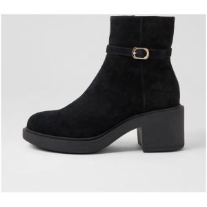 Django & Juliette Aston Dj Black Suede Black Boots Womens Shoes Casual Ankle Boots