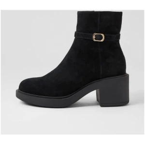 Django & Juliette Aston Dj Black Suede Black Boots Womens Shoes Casual Ankle Boots