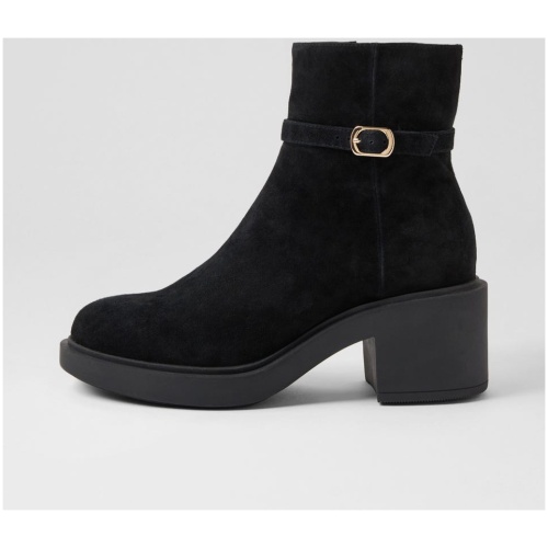 Django & Juliette Aston Dj Black Suede Black Boots Womens Shoes Casual Ankle Boots