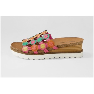 Django & Juliette Badabing Dj Fuchsia Bright Multi Leather Fuchsia Bright Multi Sandals Womens Shoes Casual Sandals Flat Sandals