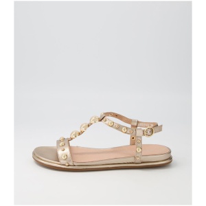 Django & Juliette Barrey Dj Champagne Leather Champagne Sandals Womens Shoes Casual Sandals Flat Sandals
