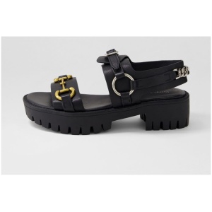 Django & Juliette Briming Dj Black Black Sole Leather Black Black Sole Sandals Womens Shoes Casual Sandals Flat Sandals