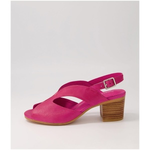 Django & Juliette Bubba Dj Fuchsia Leather Fuchsia Sandals Womens Shoes Casual Heeled Sandals