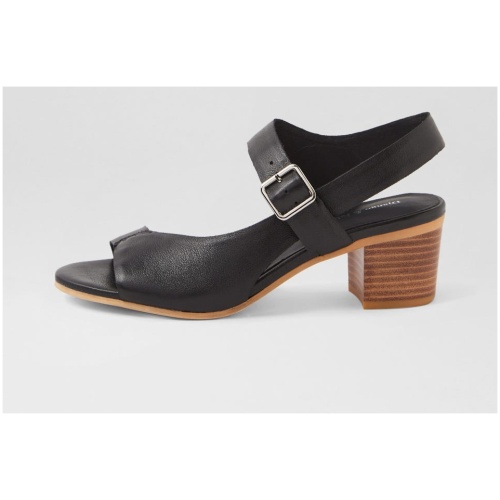 Django & Juliette Buffalo Dj Black Natural Heel Leather Black Natural Heel Sandals Womens Shoes Casual Heeled Sandals
