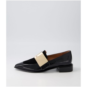 Django & Juliette Ering Dj Black Black Gold Patent Suede Black Black Gold Shoes Womens Shoes Casual Flat Shoes
