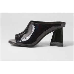 Django & Juliette Halley Dj Black Mirror Patent Leather Black Mirror Sandals Womens Shoes Dress Heeled Sandals
