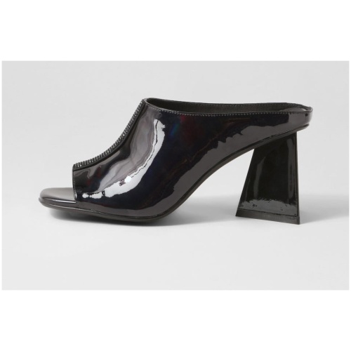 Django & Juliette Halley Dj Black Mirror Patent Leather Black Mirror Sandals Womens Shoes Dress Heeled Sandals