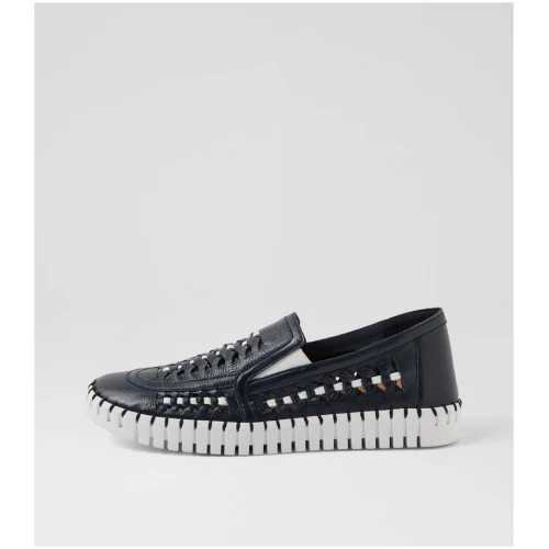 Django & Juliette Haluks Dj Navy White Leather Navy White Sneakers Womens Shoes Casual Casual Sneakers