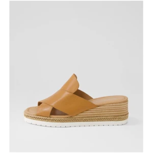 Django & Juliette Idahon Dj Dk Tan Leather Dk Tan Sandals Womens Shoes Casual Heeled Sandals