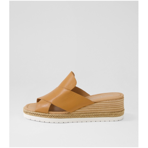 Django & Juliette Idahon Dj Dk Tan Leather Dk Tan Sandals Womens Shoes Casual Heeled Sandals