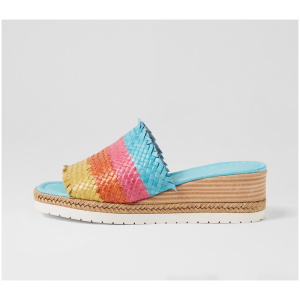 Django & Juliette Igypt Dj Bright Multi Weave Leather Bright Multi Sandals Womens Shoes Casual Heeled Sandals