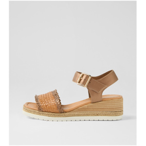 Django & Juliette Indiga Dj Bronze Tan Weave Leather Bronze Tan Sandals Womens Shoes Casual Heeled Sandals