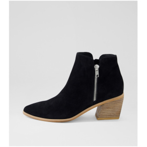 Django & Juliette Joge Dj Black Natural Heel Suede Black Natural Heel Boots Womens Shoes Casual Ankle Boots