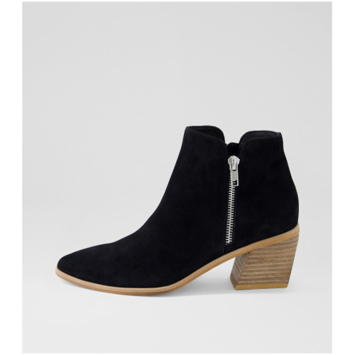 Django & Juliette Joge Dj Black Natural Heel Suede Black Natural Heel Boots Womens Shoes Casual Ankle Boots