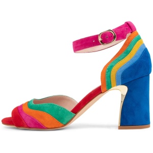 Django & Juliette Kage Dj New Bright Multi Suede New Bright Multi Sandals Womens Shoes Dress Heeled Sandals