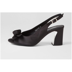 Django & Juliette Kekoa Dj Black Satin Black Sandals Womens Shoes Dress Heeled Sandals