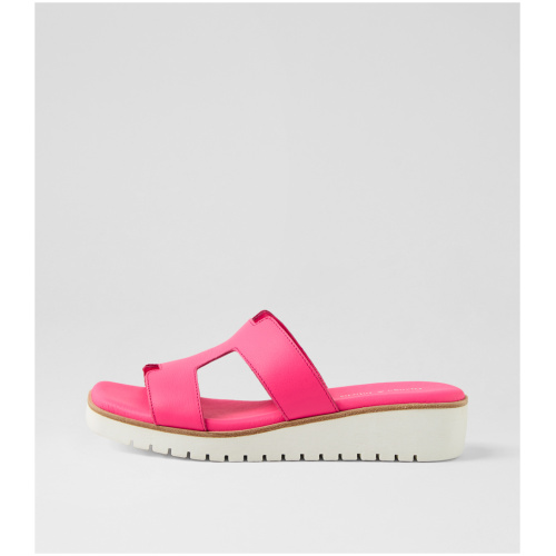 Django & Juliette Kerem Dj Hot Pink White Sole Leather Hot Pink White Sole Sandals Womens Shoes Casual Sandals Flat Sandals