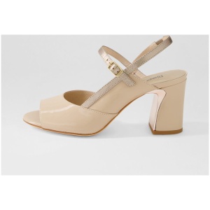 Django & Juliette Kornel Dj Cafe Champagne Patent Leather Cafe Champagne Sandals Womens Shoes Dress Heeled Sandals