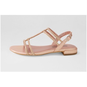Django & Juliette Laroza Dj Nude Fabric Jewels Nude Sandals Womens Shoes Casual Sandals Flat Sandals